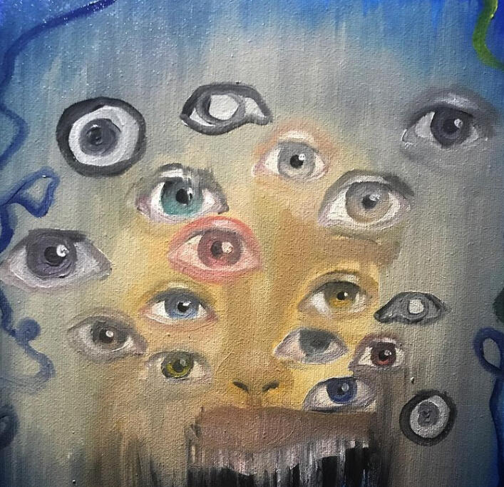 Perception & Consciousness 2021 | Now poetry book cover of The Eyes Observing by Gigi Gosnell, South Africa | Orig P 1,500 Book P 250